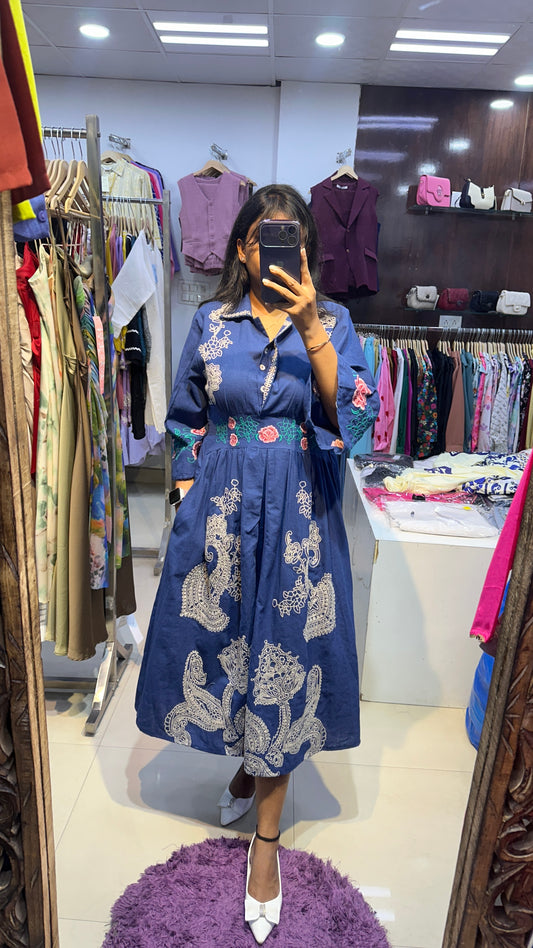 Denim look dress