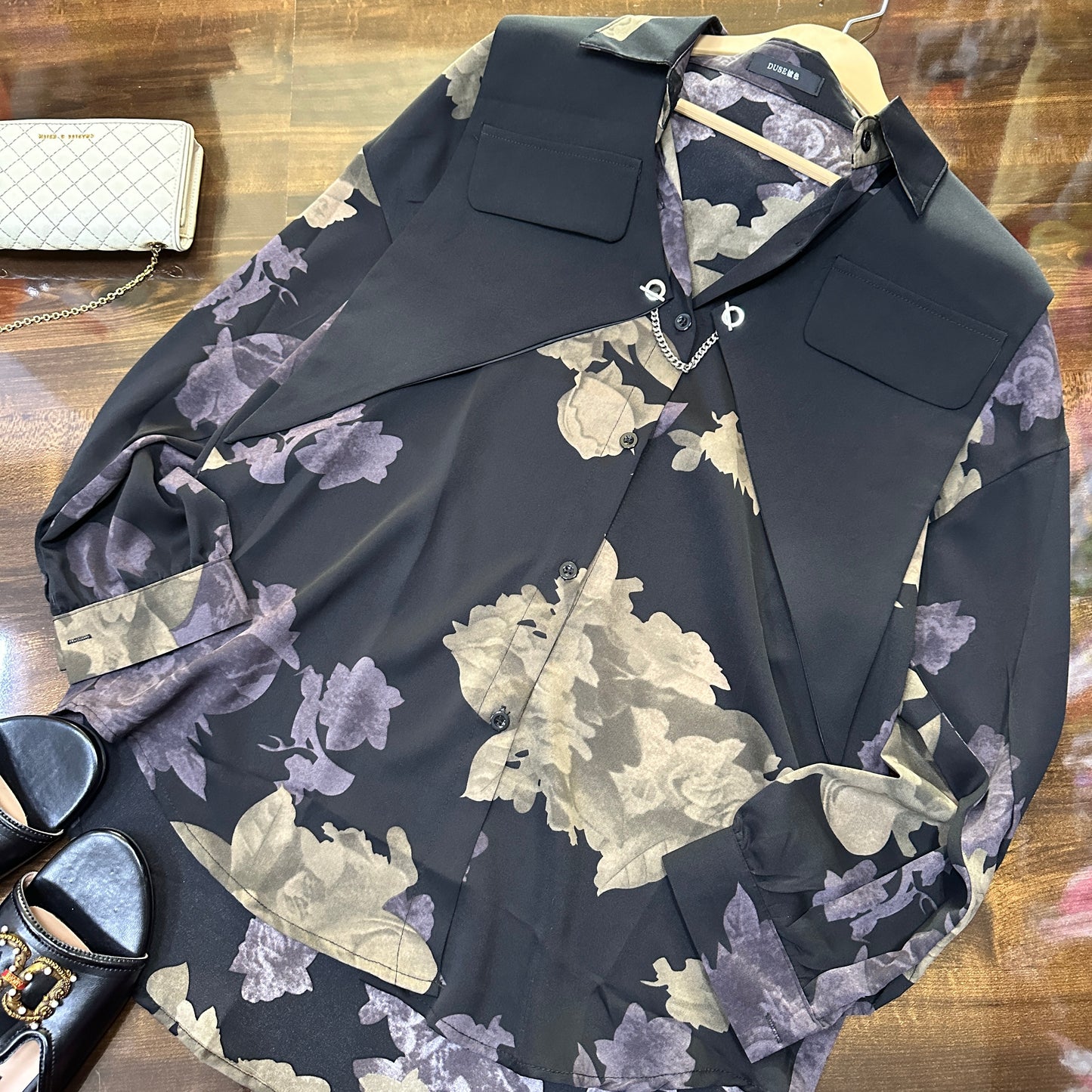 Floral shirt with vest.