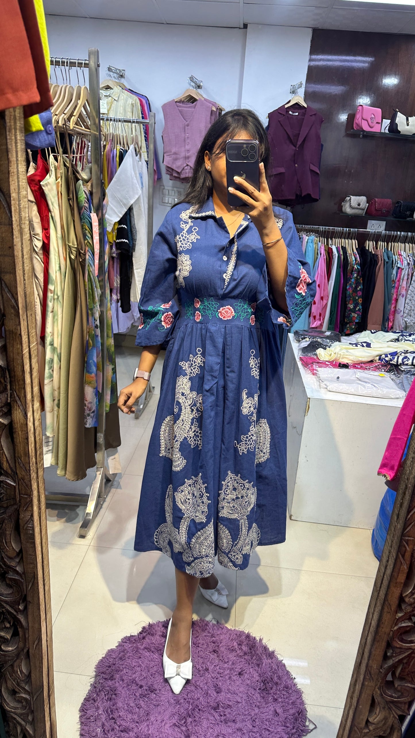 Denim look dress