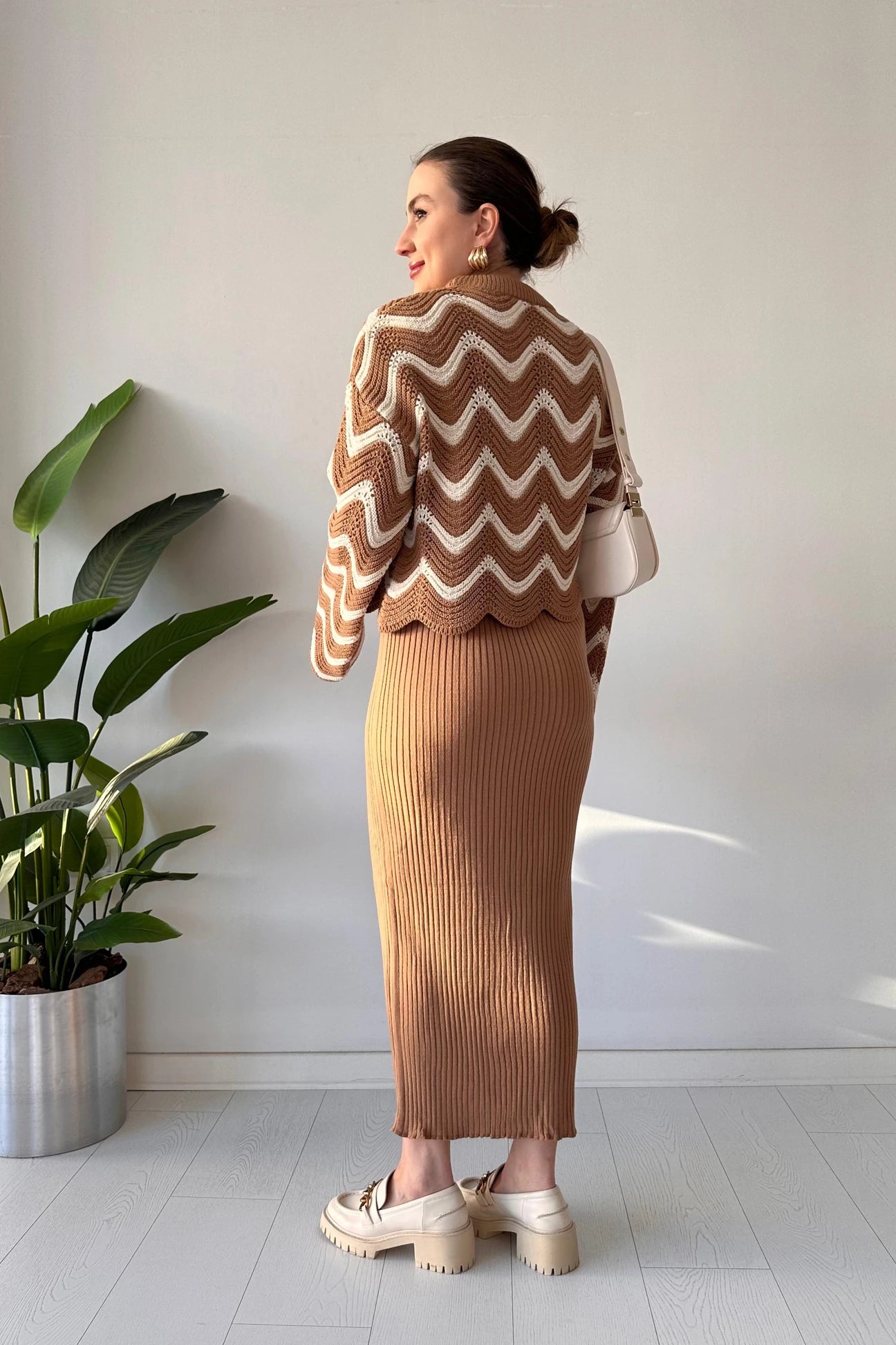 Wave Knitted Two Piece Dress