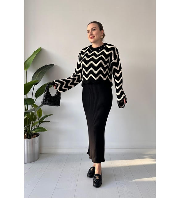 Wave Knitted Two Piece Dress