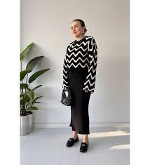 Wave Knitted Two Piece Dress