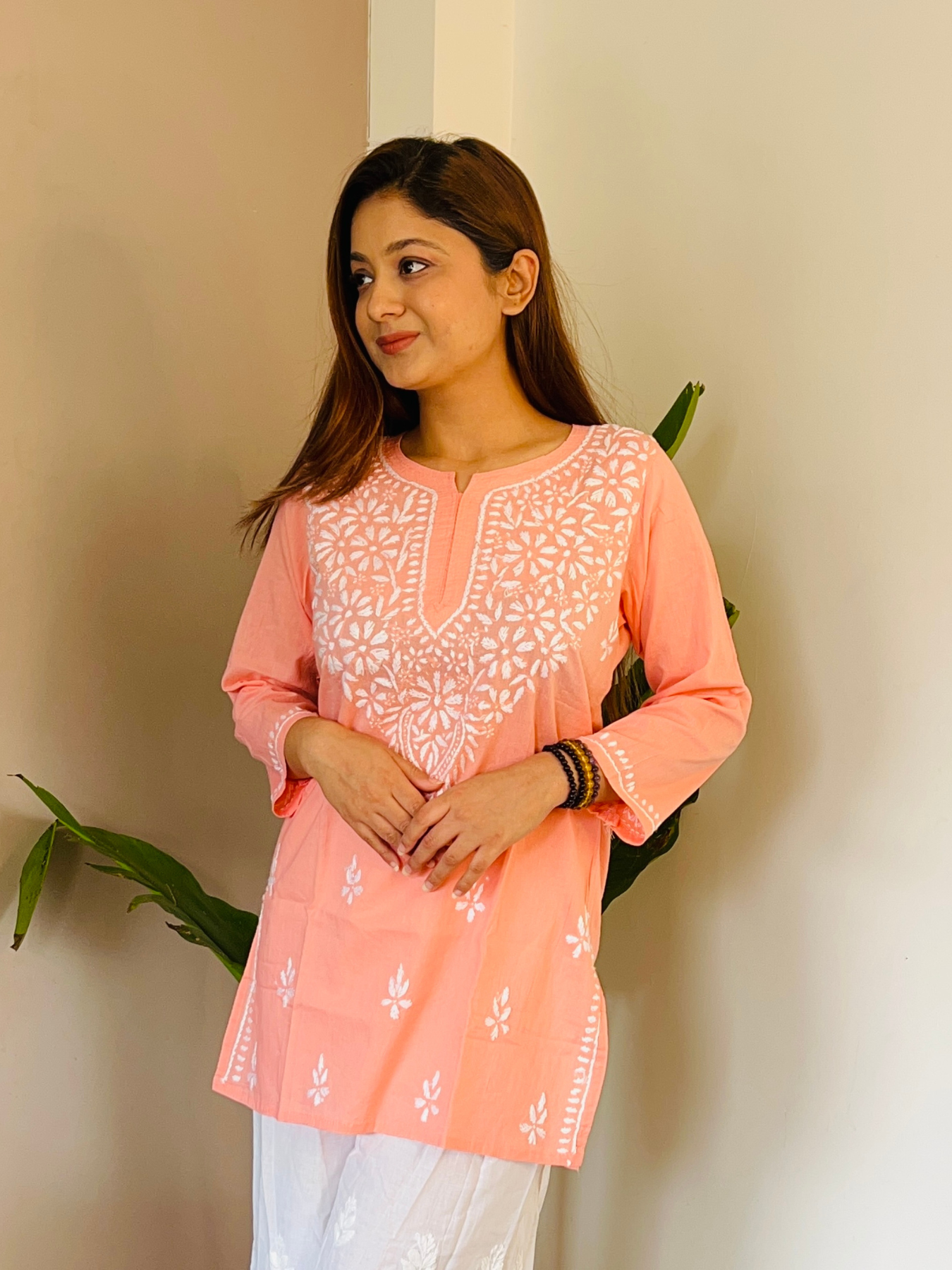 Deeba Chikankari Cotton Short Kurta