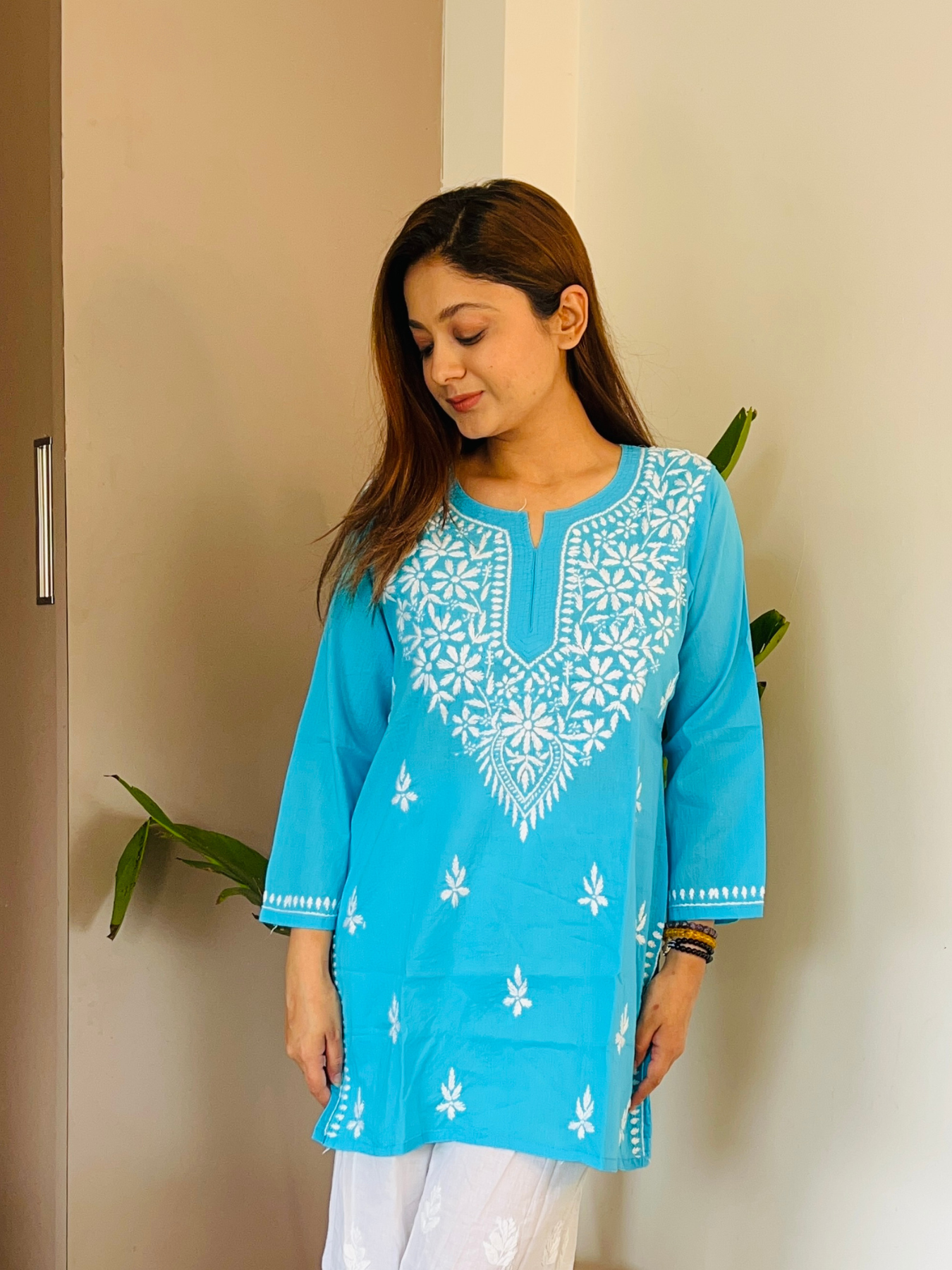 Deeba Chikankari Cotton Short Kurta