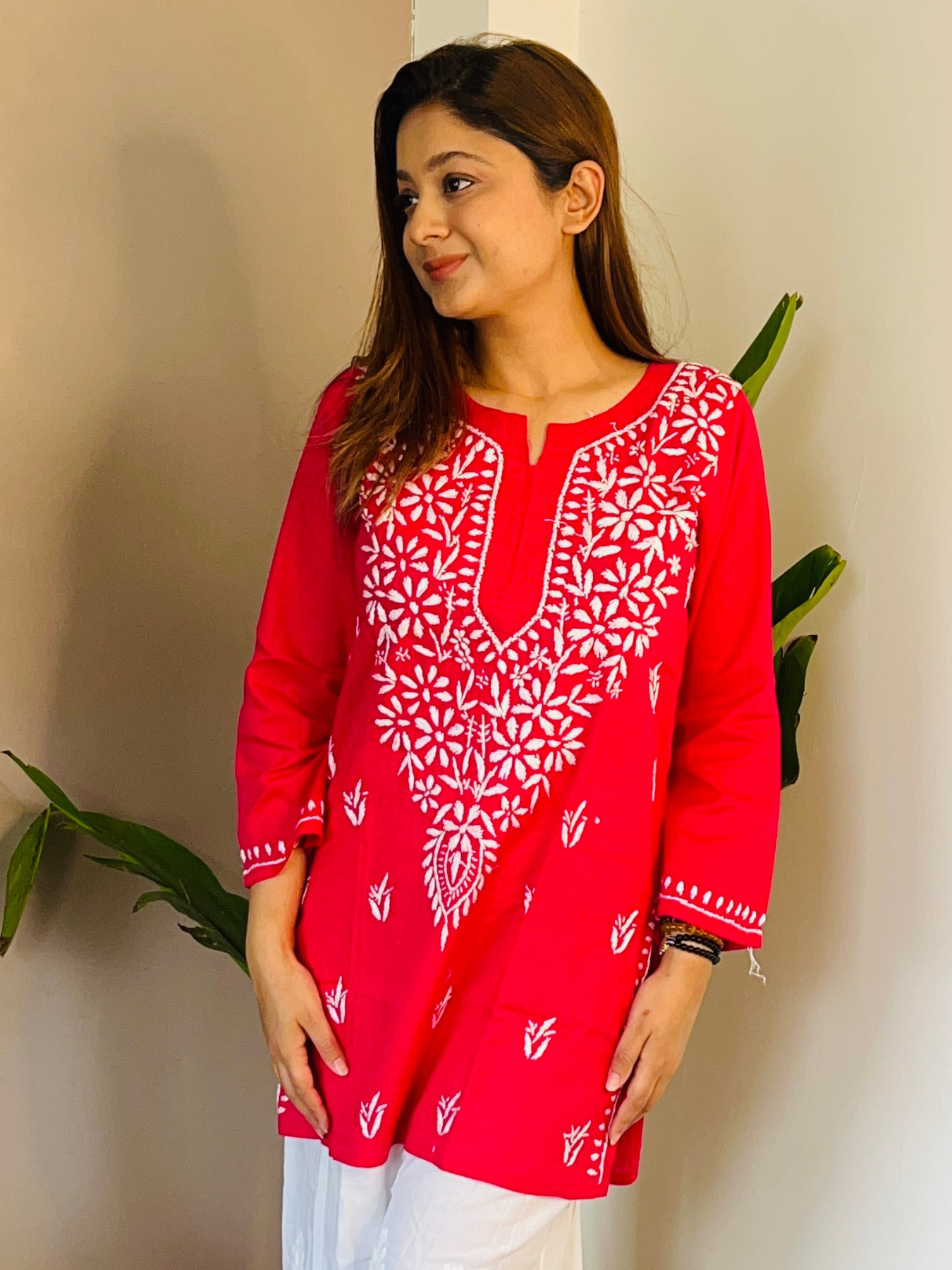 Deeba Chikankari Cotton Short Kurta