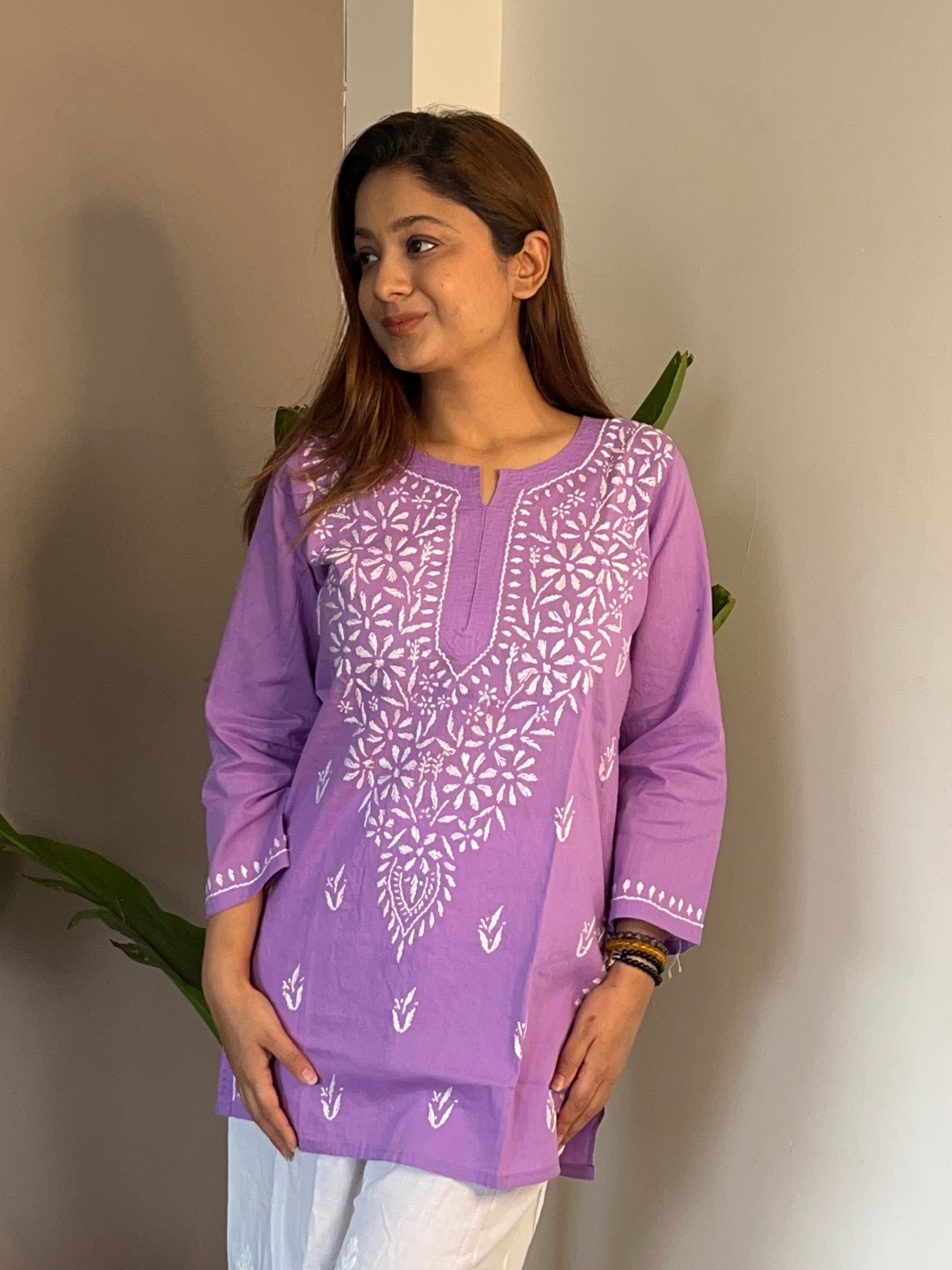 Deeba Chikankari Cotton Short Kurta